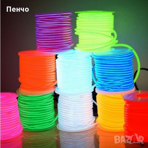5 M Неонова тънка LED фосфорна флуоресцираща лед лента нишка въже светещо за интериора в колата авто, снимка 16 - Лампи за таван - 26886740