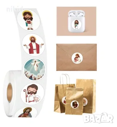 100 бр Християнски Иисус Христос самозалепващи лепенки стикери за ръчна изработка за подарък, снимка 3 - Други - 47527208