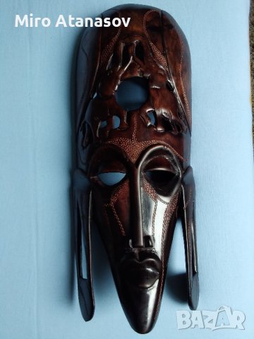 Африканска абаносова ритуална маска, снимка 4 - Антикварни и старинни предмети - 44104654