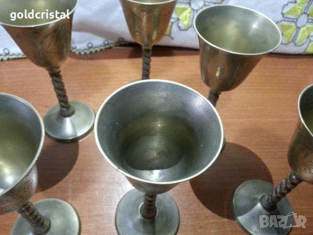 Метални чаши за ракия бронз месинг , снимка 2 - Антикварни и старинни предмети - 43899514