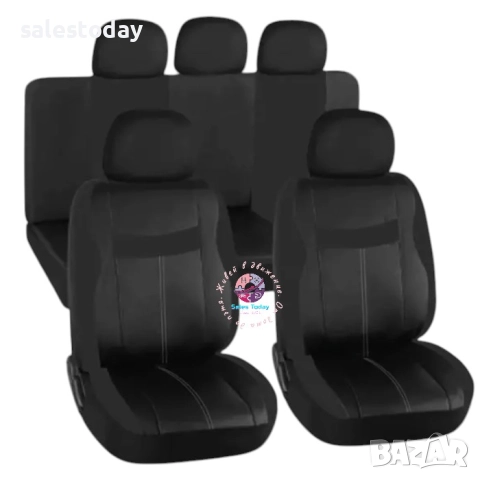 Тапицерия за кола от изкуствена еко кожа, калъфи за седалки за всички седалки в автомобила, сив