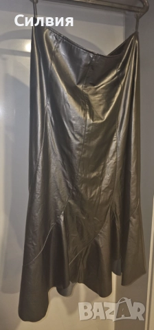 Чисто нова черна дълга лъскава кожена пола, размер "L", снимка 8 - Поли - 52409487