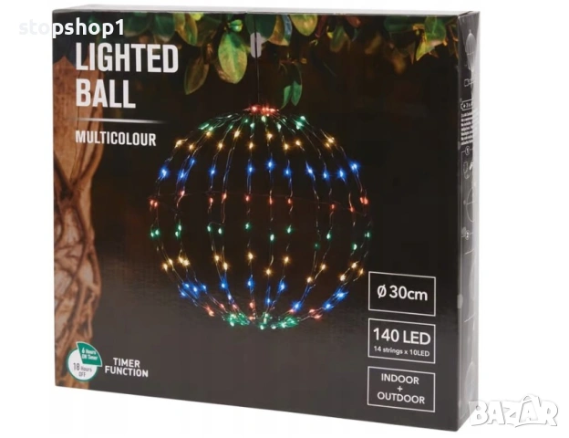 Светеща топка Многоцветна 140 LED Ø 30 см с таймер Цвят За вътрешна употреба За външна употреба