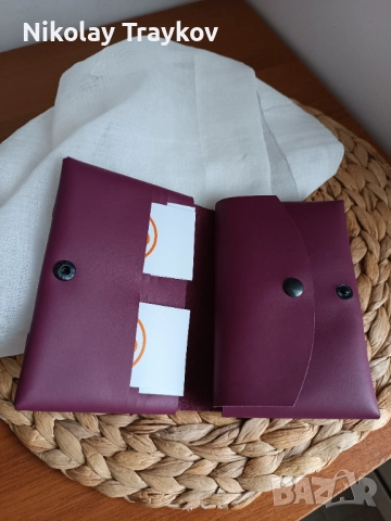 Ръчно изработено кожено оригами портмоне, снимка 3 - Портфейли, портмонета - 52956291