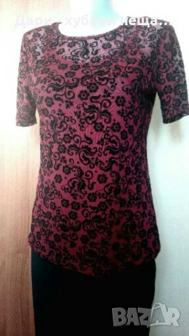 Еластична прозрачна блуза, в тъмно червено и черно👗🍀M,L👗🍀арт.2083