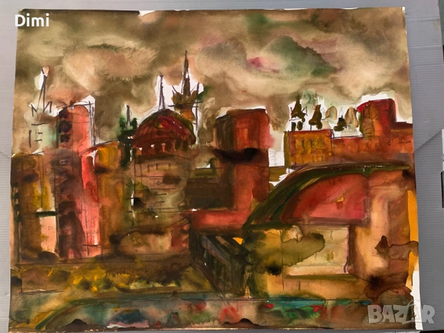 ДИМИТЪР МЕХАНДЖИЙСКИ акварел ПАРИЖ, снимка 2 - Картини - 52803951