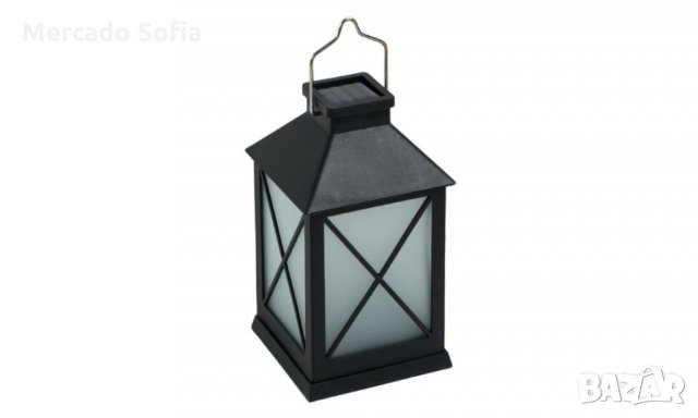 Соларен фенер с изкуствен пламък, черен, снимка 1 - Декорация за дома - 32631362