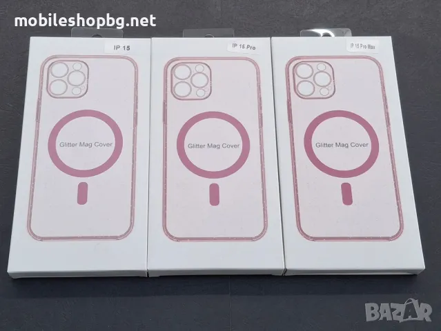 Phone 15,15 Pro,15 Pro Max кейс с брокат MagSafe розов, снимка 2 - Калъфи, кейсове - 48713702