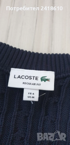 Lacoste Cotton Knit Regular Fit Mens Size 4 - M НОВО!  ОРИГИНАЛ! Мъжки Пуловер!, снимка 3 - Пуловери - 52794425