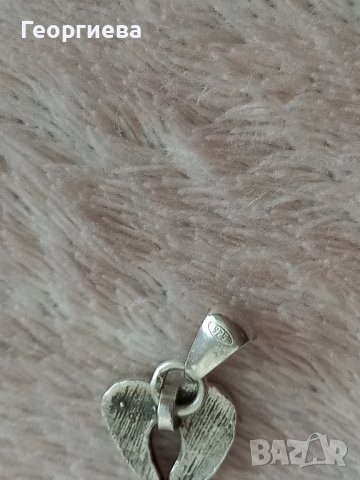 Малка сребърна висулка сърце, снимка 3 - Колиета, медальони, синджири - 43154689