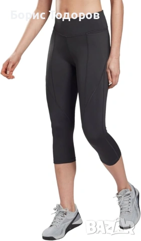 Reebok клин спортен панталон женски 3/4 къс черен легингс