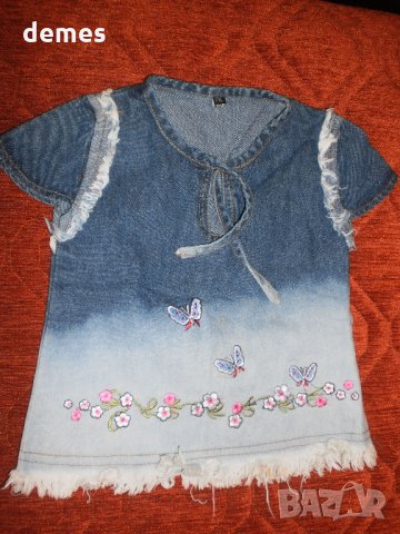  Детско костюмче панталон3/4 и блуза деним омбре за 2-3 годин, снимка 3 - Детски комплекти - 33544416