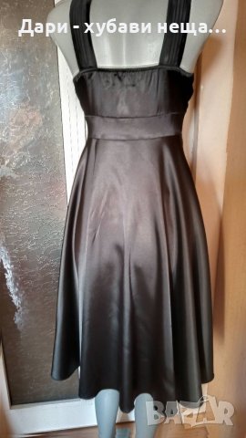 Прелестна разкроена черна рокля, от сатен🍀♥️М р-р♥️🍀арт.4403, снимка 3 - Рокли - 37497651