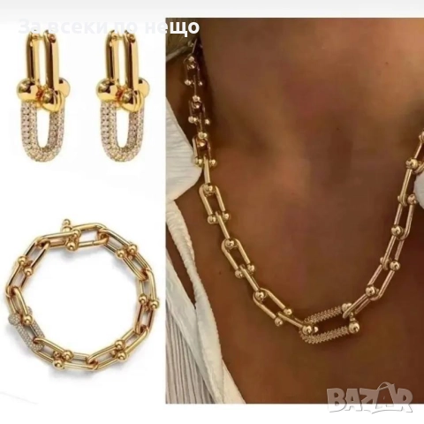 Сет 3 части Колие, Обеци И Гривна От Висококачествена Медицинска Стомана Код SK253, снимка 7 - Бижутерийни комплекти - 52596370