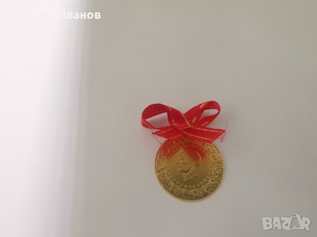 Златна монета Ататюрк , снимка 3 - Колиета, медальони, синджири - 43131204