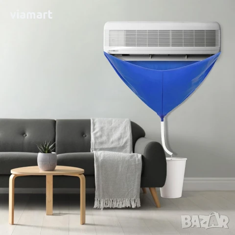 Калъф за почистване на климатик, 90 см, Водоустойчив PVC, За вътрешно тяло без демонтаж, Син, снимка 6 - Други - 51228552