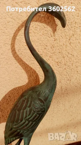 бронзово фламинго с патина, снимка 2 - Антикварни и старинни предмети - 48103129