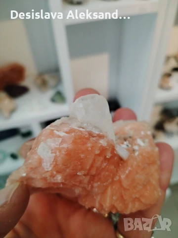 Оранжев стилбит със апофилит от Индия, много изгодно , снимка 3 - Колекции - 51015105
