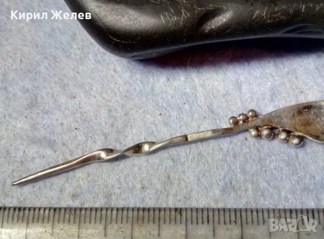 Стара СРЕБЪРНА ИГЛА БРОШКА СРЕБРО 900 с ПОЗЛАТА РЕТРО АРТ БИЖУ ФИНА РЪЧНА МАЙСТОРСКА ИЗРАБОТКА 36996, снимка 10 - Антикварни и старинни предмети - 48901230