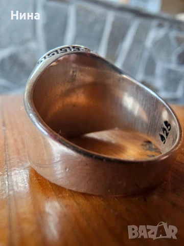 Мъжки сребърен пръстен с оникс, снимка 3 - Пръстени - 51317004