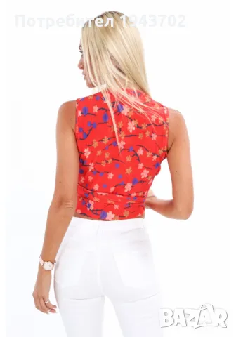 Дамски къс потник в червен цвят MP28887