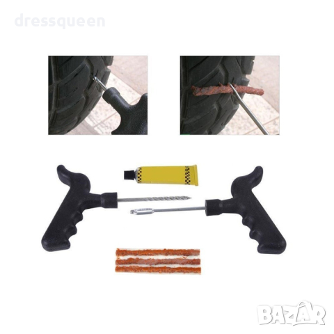 1689 РЕМОНТЕН КОМПЛЕКТ ЗА ЛЕПЕНЕ НА СПУКАНИ АВТОМОБИЛНИ ГУМИ С ФИТИЛИ, снимка 4 - Аксесоари и консумативи - 44872036