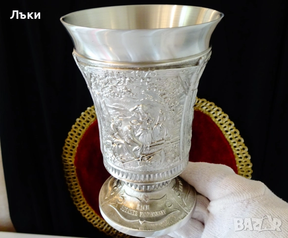 Калаен бокал за вино с живописни картини,250 мл.,360 гр. , снимка 12 - Антикварни и старинни предмети - 52203376