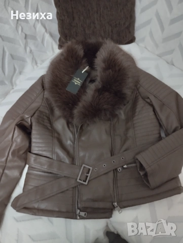 Елегантно кожено яке , снимка 3 - Якета - 53357383