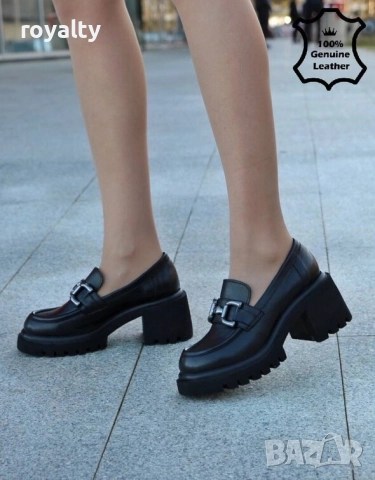 Обувки на ток - черна ЕСТЕСТВЕНА кожа, снимка 2 - Дамски елегантни обувки - 52003536