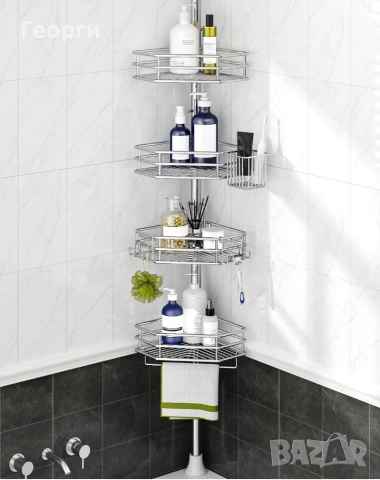 *ПРОМО*Ъглова етажерка за баня/Телескопична ъглова етажерка, снимка 2 - Етажерки - 53084057