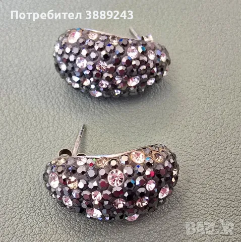Сребърни обеци с кристали 925, снимка 2 - Обеци - 49312313