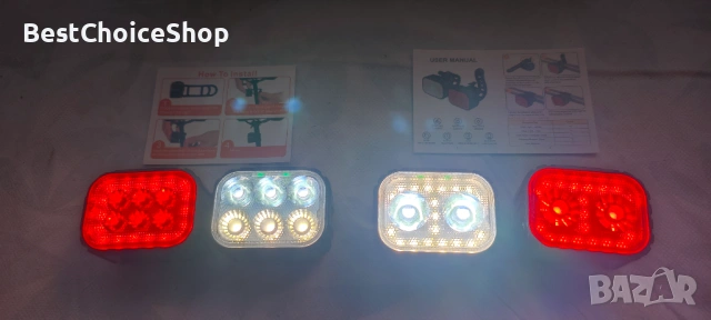 USB презареждащи се велосипедни светлини Предни и задни Супер ярки LED – Водоустойчиви , снимка 9 - Аксесоари за велосипеди - 53133807