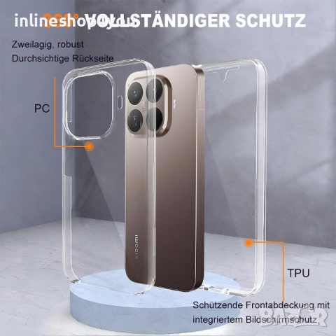 Прозрачен 360° Градуса Кейс за Xiaomi 15T / 15T Pro, снимка 6 - Калъфи, кейсове - 52843034