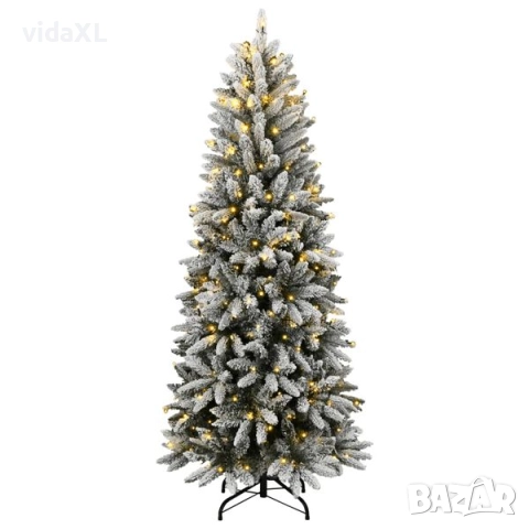 vidaXL Изкуствена коледна елха, 150 LED и флокиран сняг, 150 см(SKU:3315764), снимка 2 - Други - 52624528