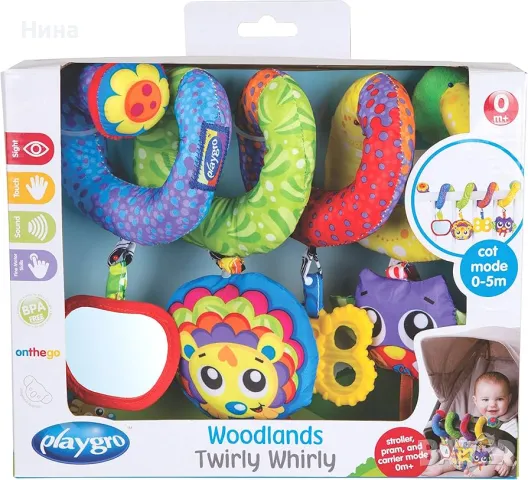 Играчка спирала за количка и кошара, с плюшени играчки Playgro, снимка 2 - Дрънкалки и чесалки - 49205073