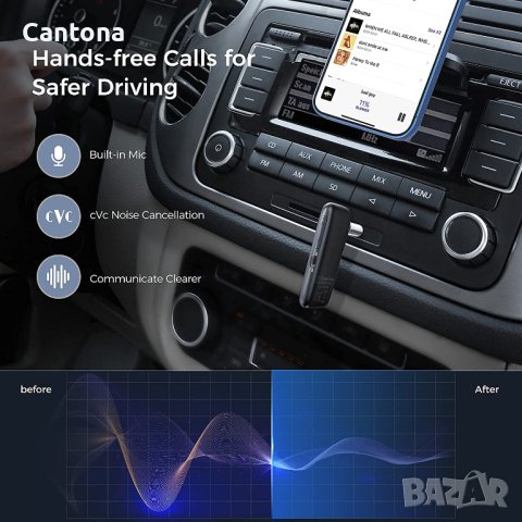 Mpow BH298A Bluetooth 5.0 приемник, Aux адаптер, за кола/компютър/MP3 плейър/, снимка 4 - Ресийвъри, усилватели, смесителни пултове - 40256946