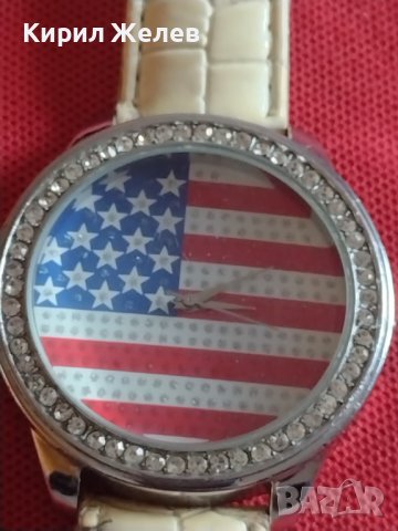 Фешън модел дамски часовник с кристали Американското знаме стил и комфорт 42598, снимка 2 - Дамски - 43786026