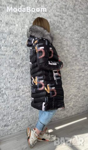 💯🦊Fendi дълго зимно яке с естествен косъм от лисица на качулката🦊💯, снимка 2 - Якета - 44077040