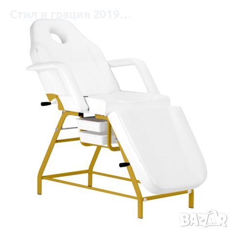 Фиксирана кушетка 557G - бяла/черна с златиста рамка 184 x 60/80 x 76 см, снимка 8 - Кушетки - 43836647