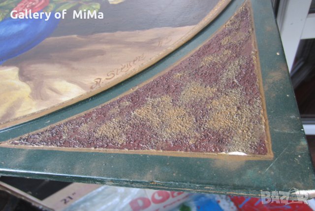 1945 Натюрморт цветя /рози в синя ваза, голяма картина, снимка 10 - Картини - 28888697