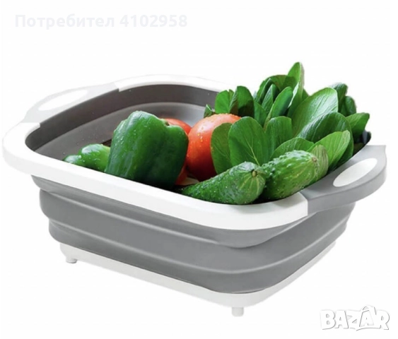 Многофункционална сгъваема дъска за рязане - леген с тапа