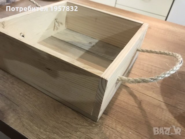 Декоративна дървена кутия с конопена дръжка, снимка 7 - Декорация за дома - 26229248