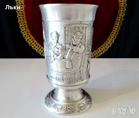 Бокал,халба от калай с ловец,заек,лов,300 мл. , снимка 6 - Антикварни и старинни предмети - 47904460