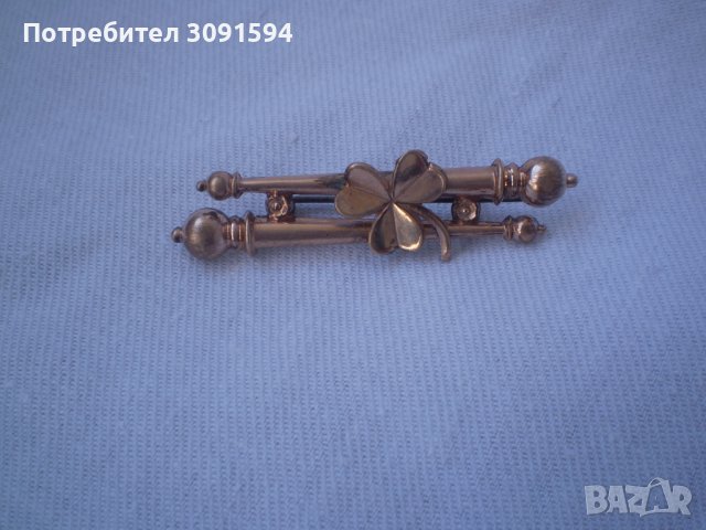 Стара Викторианска позлатена брошка детелина, снимка 4 - Антикварни и старинни предмети - 37629776