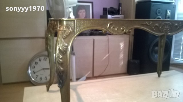 АНТИЧНА маса в цвят злато-мед/месинг-внос франция, снимка 3 - Антикварни и старинни предмети - 26284131