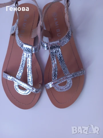 Дамски сребърни сандали номер 37, снимка 1