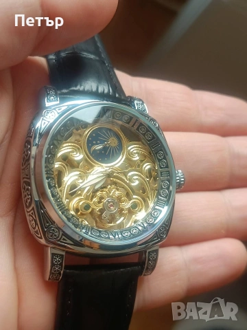 Мъжки автоматичен скелетон часовник, снимка 4 - Мъжки - 53583969