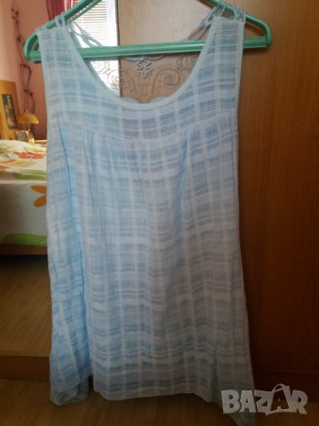 Лятна светлосиня блуза туника без ръкав с пеперуди, снимка 4 - Туники - 33048919