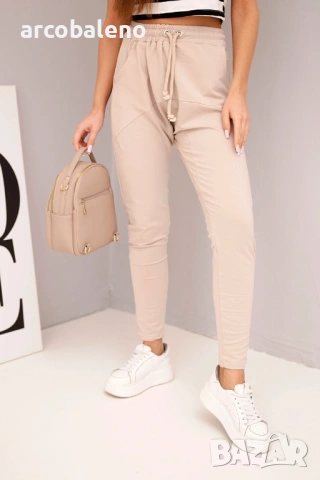 Дамски панталони с ластик и връзки, 4цвята , снимка 6 - Панталони - 53070859