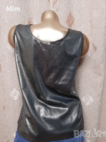 М/L Черен топ/ потник/ с златисто райе еко кожа, снимка 3 - Корсети, бюстиета, топове - 40772497